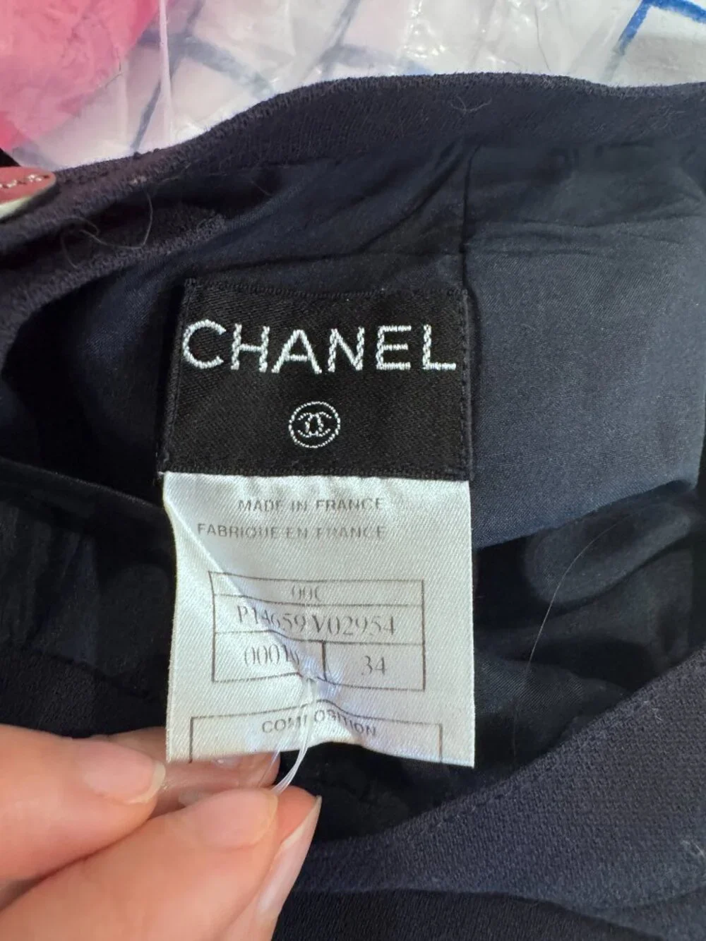 Chanel vintage Cruise 2000 mid length dark navy paneled A-Line wool skirt FR 34